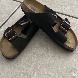 Mocha Suede Sandals with Buckles